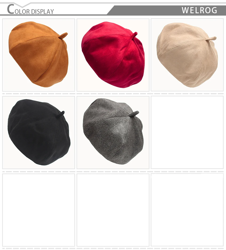 WELROG полиэстер замшевые шляпы Корейская версия замши Твердые тыквы шапки простые женские очаровательные береты дикие Восьмиугольные шляпы