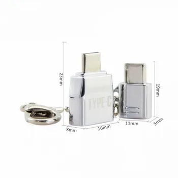 

3pcs micro TO type-c OTG Adapter Zinc Alloy Card Reader Mobile Phone Tablet Connection U Disk with Chain Converter