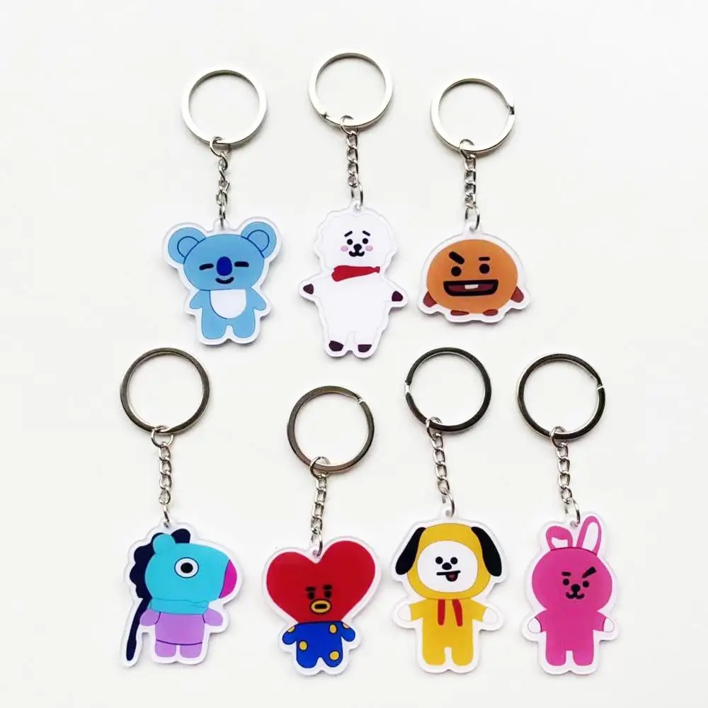 

Kpop bts-bangtan boys Suga TATA V etc Personalized Cute Acrylic Cartoon Keychain Women Men Bangtan Accessories Bags Chain