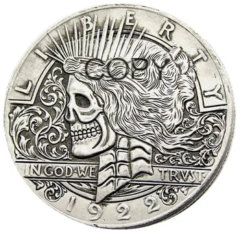 

HB(42) US 1922 Hobo Peace Dollar Hand Carved Creative Design Copy Coins