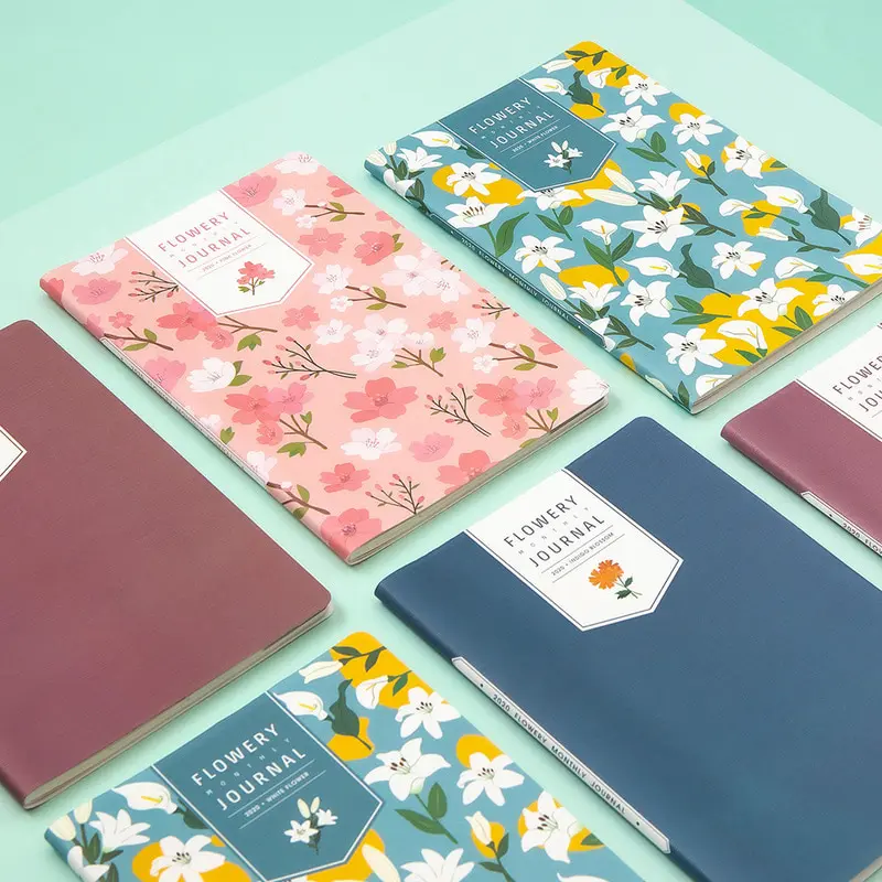 

2020 Flowery Monthly Journal 130mm*190mm Colorful Monthly Planner Book 64P