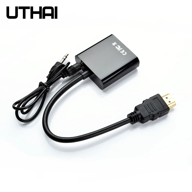 UTHAI T20 HDMI 1080P к VGA адаптер с 3,5 mmAudio 4K HD цифровой кабель для ПК ноутбука планшета HDMI Мужской к VGA Famale конвертер