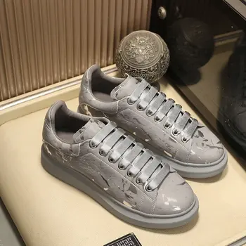 

New high-quality luxury brand 1:1 designer men's and women's camouflage calfskin lace-up sneakers for couples wide flat shoes