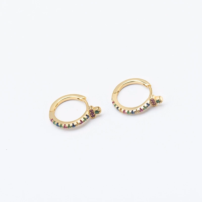 

High Quality S925 Silver Earring Gold Silver Color Pave Circle Hoop Earring For Women Gifts Trendy Jewelry