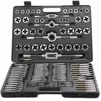 

VEVOR 110Pcs Tap and Die Set Tungsten Steel Titanium Tap and Die Combination Set For Cutting External & Internal Threads