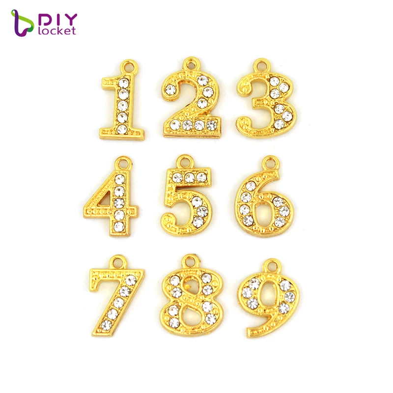 Стразы Gold Hang Slide Number (20 шт./лот) Fit подвеска/браслет LSSL044 | Украшения и аксессуары