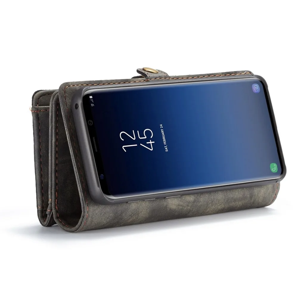 CaseMe для Galaxy S9+ Съемный Многофункциональный горизонтальный Флип кожаный чехол с отделением для карт и держателем и бумажником на молнии