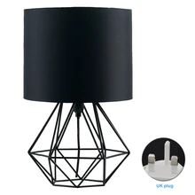 Тканевый абажур для прихожей, дома, штепсельная Вилка для отеля, декоративная лампа для кафе, спальни, Геометрическая лампа для ресторана, гостиной, настольная лампа с металлической клеткой