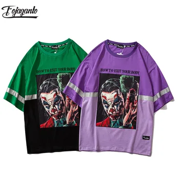 

FOJAGANTO Male Clown Pattern Print Short Sleeve T-Shirt Hip Hop T Shirts Fashion Design Tee Cotton Men's Streetwear T Shirt