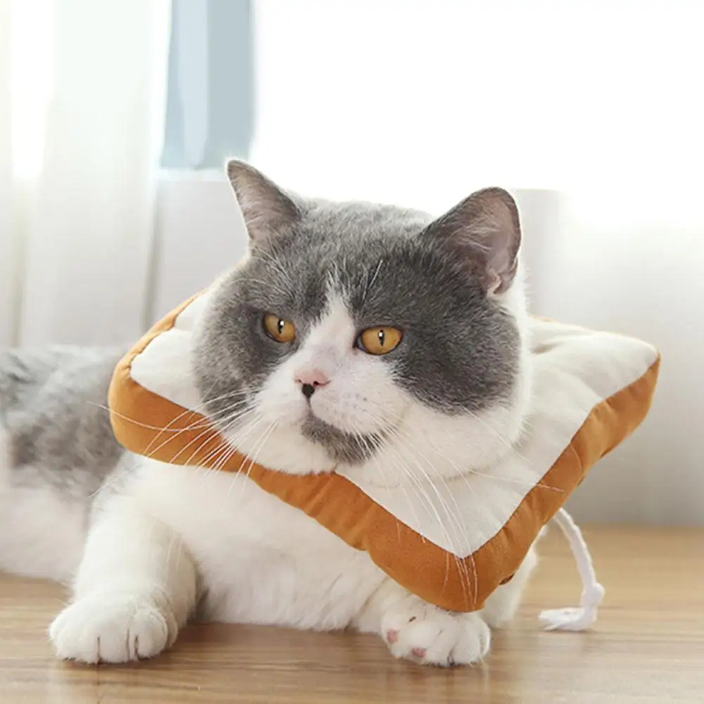 Adjustable Soft Cotton Elizabeth Dog Cat Collar Bread Shape Anti-licking Pet Recovery Collar Ring Collar for Dogs and Cats 20E