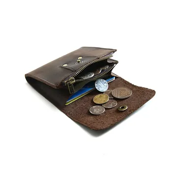 Genuine Leather Wallet for Men Vintage Handmade Leather Mens Short Hasp Small Wallets Coin Purse Card Holder Case 1