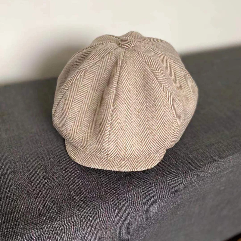 21 New Retro Men S Beige Herringbone Newsboy Hat Woman Tweed Berets Boy Autumn Winter Visors Flat Cap Artist Casquette Blm338 Men S Newsboy Caps Aliexpress