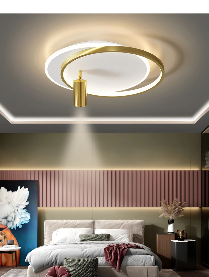 2021 Modern Led Chandelier With Spotlight For Bedroom Dining Room Round Acrylic led Ceiling Lamp Black Indoor LED Ceiling Lights small chandeliers