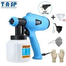 TASP 120 в 400 Вт Электрический пистолет-распылитель HVLP Краскораспылитель компрессор с регулируемым управлением потоком и ситечком и маской