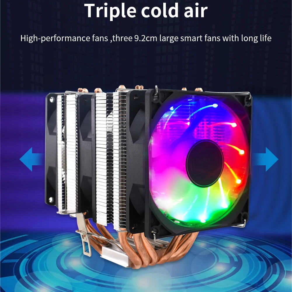 Tishric Tubos de Calor Cpu Ventilador Refrigeração Cooler Pinos Pwm Rgb pc para Intel Lga 1150 1151 1155 1200 1366 2011 X79 X99 Am3 Am4 - Imagem 4
