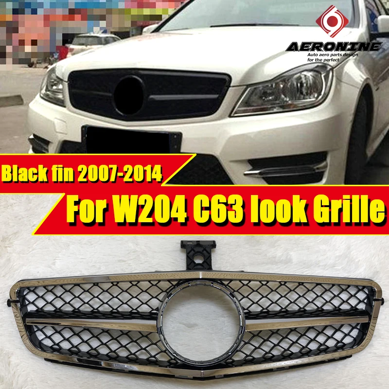 Для Mercedes C Class C204 W204 S204 Спортивная Передняя решетка гриль грили C63 стиль Гальванизированный черный прямой 1:1 замена 2007-14
