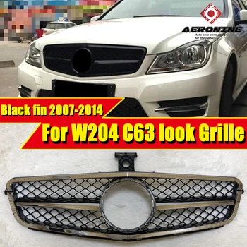 

For Mercedes C Class C204 W204 S204 Sports Front Grille Grill Grills C63 Style Electroplate Black Direct 1:1 Replacement 2007-14