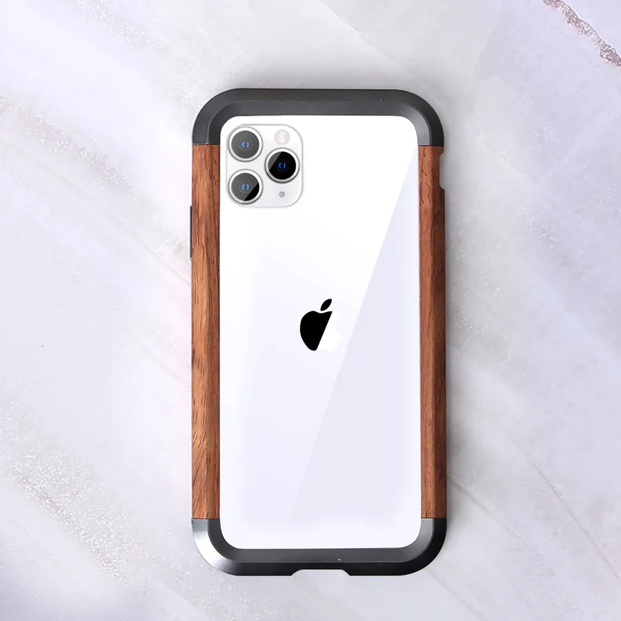 Роскошный противоударный Деревянный чехол для iPhone 11pro Max, металлический бампер, защитная рамка для Iphone 11, чехол для телефона, сумка