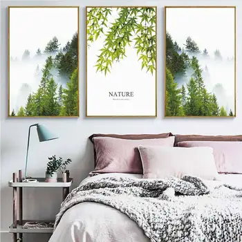 

Unframed Triptych Forest Landscape Canvas Painting Realistic Wall Art Poster For Living Room Decoration