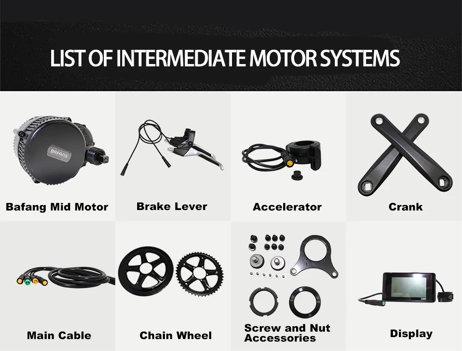 Bafang BBS01 BBS02 BBS03/BBSHD середине приводной двигатель 36V 250 W/350 W/500 W 48V 500 W/750 W/1000 Вт Электрический велосипед Conversion Kit Байк, способный преодолевать Броды комплект