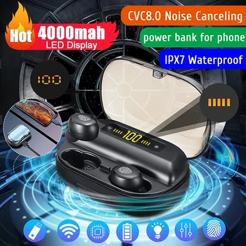 

TWS V11 Wireless bluetooth 5.0 Touch Headset Stereo In-ear CVC8.0 Waterproof Earphone 4000mAh Power Bank phone holder stand