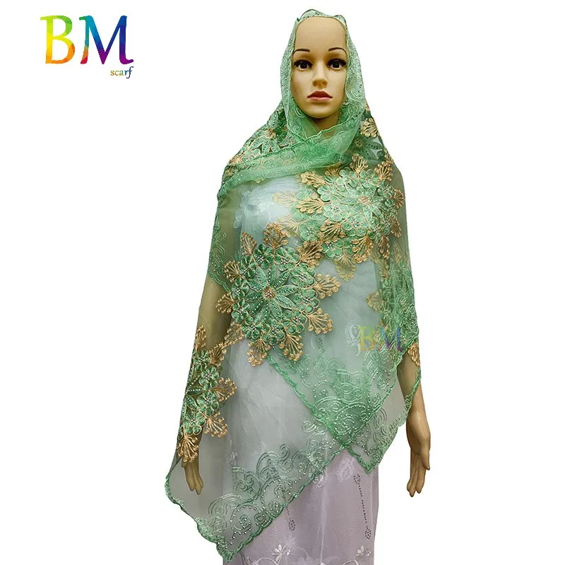 Африканская Женская шаль мусульманский женский шарф 200*50 см маленький шарф из тюли для шали BX08 - Цвет: BX08-2