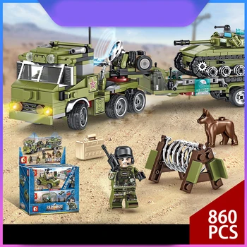 

Sembo Block Tank Transport Tractor Tank Dog Radar Vehicle Warship Multiple Change 6 in 1 Children 105210-105215 Military Blocks