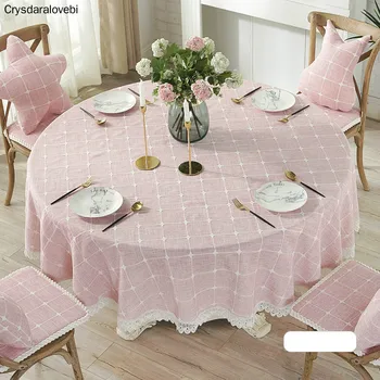 

Japanese Table Cloth Cotton Linen Table Cover for Wedding Party Hotel Tablecloth with Embroidery Flower Round Table Covers Sweet