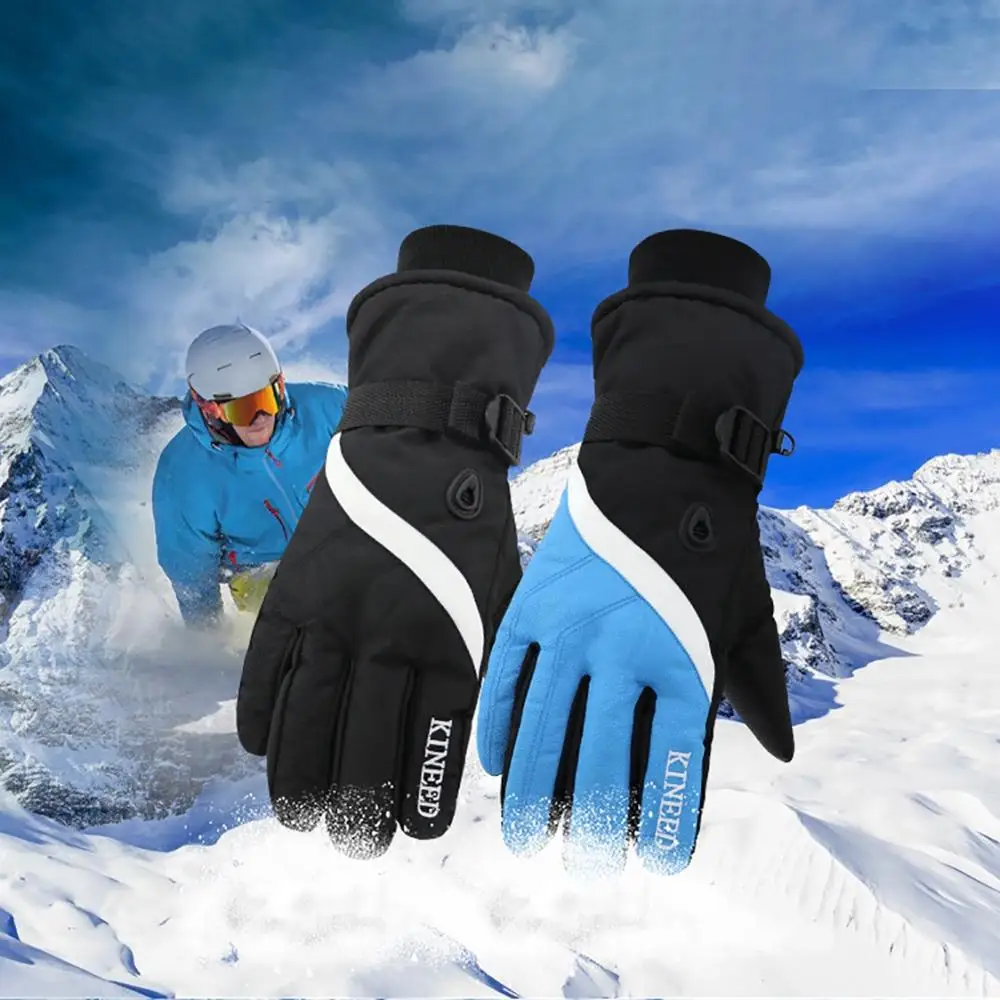 Перчатки для катания на лыжах, мужские, полный палец, толстые, водонепроницаемые, противоскользящие, термальная, ручная одежда, для улицы, зимняя спортивная одежда, аксессуары