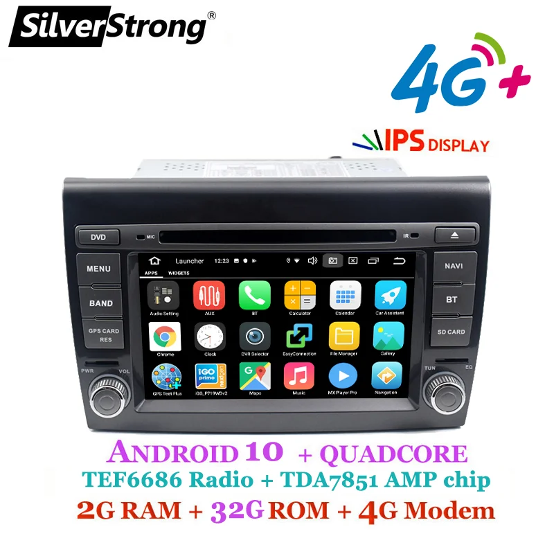 SilverStrong 2 Din Android 10 автомобильный dvd плеер для Fiat/Bravo 2007 2008 2009 2010 2011 2012 радио GPS