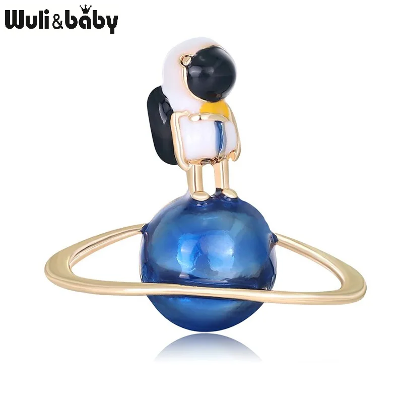 Женская/Мужская эмалированная брошь Wuli & baby вечерние Броши с астронавтом из