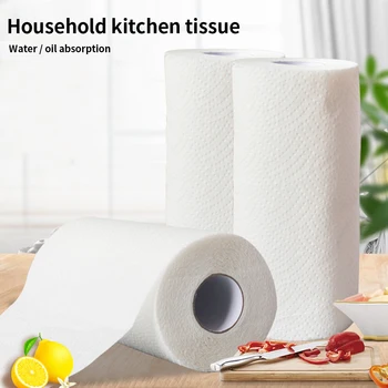 

2 Rolls Garage Dish Washing Home Kitchen Bowl Fruit Baby Disposable Virgin Wood Pulp Absorb Water Oil Paper Towel Roll Reusable