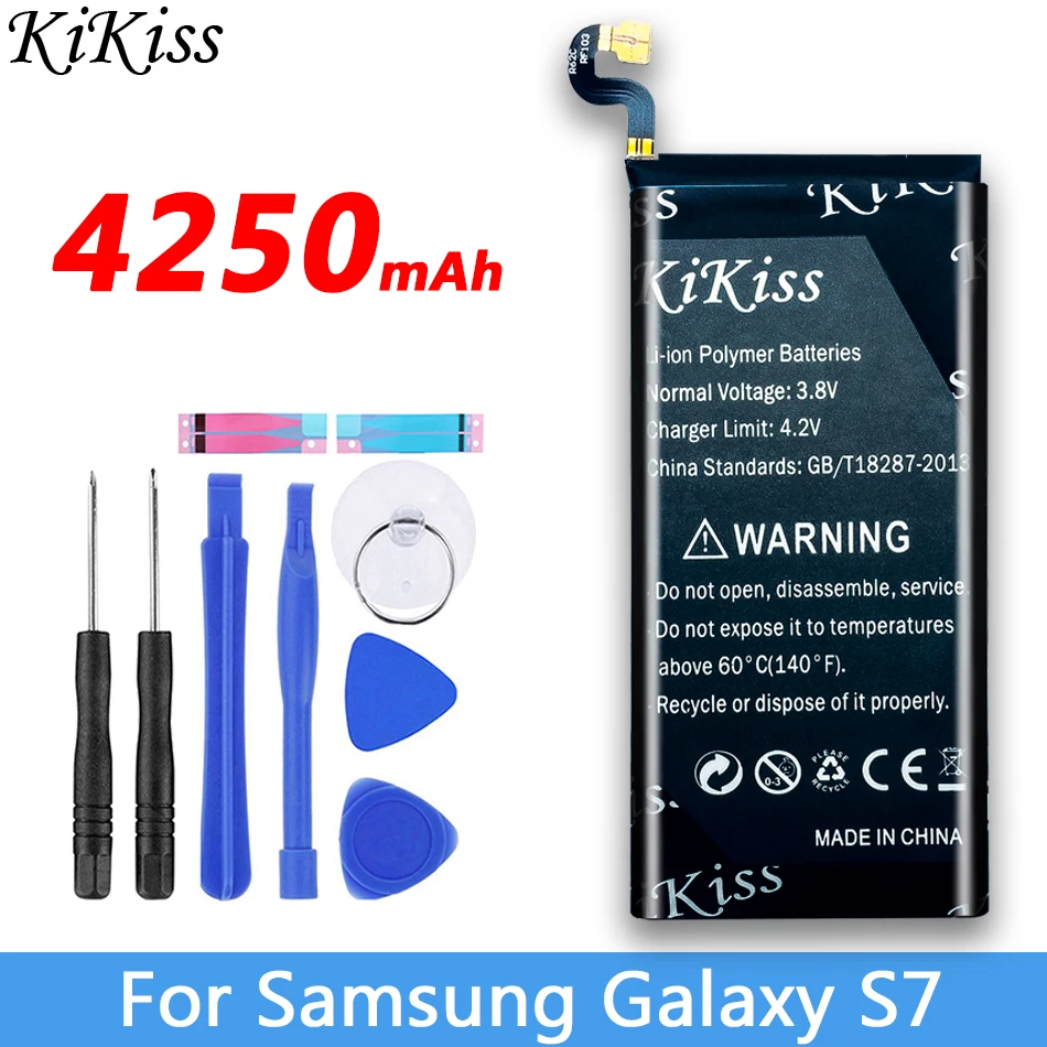 Бесплатный инструмент, аккумулятор KiKiss для samsung Galaxy S7/S7 Edge, аккумулятор для мобильного телефона SM G930 G930F G935 G935FD EB-BG930ABE/EB-BG935ABE - Цвет: S7 EB-BG930ABE