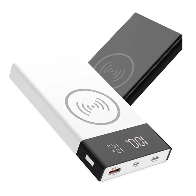 Беспроводное зарядное устройство Qi QC3.0 6 аккумуляторов 18650 USB Type-C PD чехол для