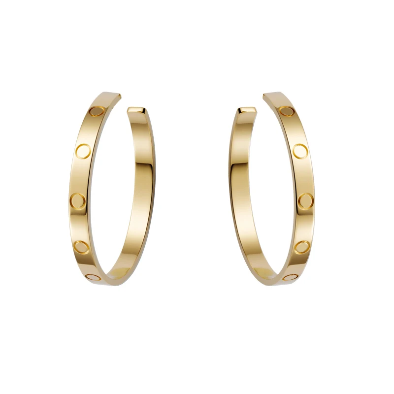 

Exquisite Gold Silver Exaggerated Big Long Carter Love Earrings for Women Girls Screw Stud Earring with Logo Brincos