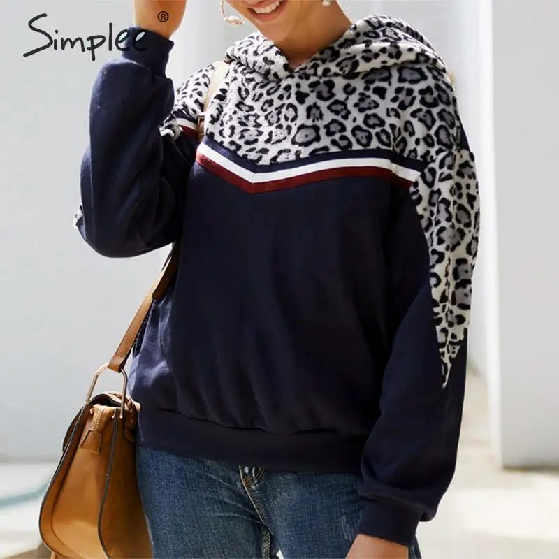Simplee женские толстовки с леопардовым принтом толстовка в стиле пэчворк большие