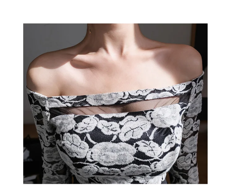 H Han queen, сексуальные элегантные вечерние, для особых случаев, комплект из 2 предметов, женские,, зимние, с вырезом лодочкой, кружевные блузки и Русалка, облегающая юбка