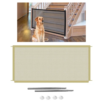

Folding Mesh Pet Dog Gate Door Barrier Safety Guard Fence Mesh Enclosure, 2 Sizes Optional