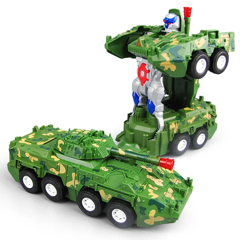 

New Style Hot Selling Children Electric Universal Transformation Armoured Car with Light And Music Automatic Transformation Robo