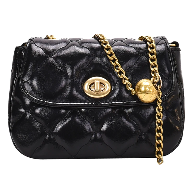 

191223 iVog New Arrival Everyday Female Messenger Crossbody Handbag Black Quilted Chain Hand Bags for Women 2019