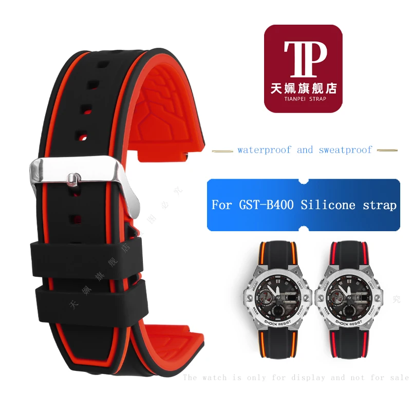 Per Casio G-Shock Cuore Di Acciaio Maschio Gst-B400 Ecb-10Pb Edificante/Dp/Yd/Hr Convesso Cinturino In Silicone Cinturino Maschio