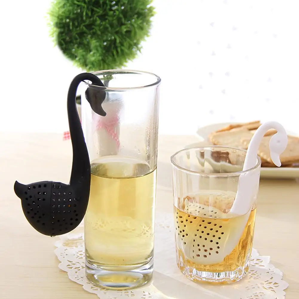 

New Nolvety Gift Swan Spoon Tea Strainer Infuser Teaspoon Filter Creative Plastic Tea Tools Kitchen Accessories 40P