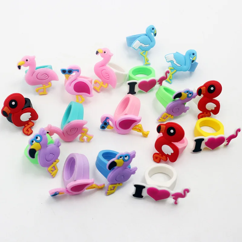 6pcs 10pcs Environmental Unicorn Mermaid dinosaur Ring Girl boy chindren PVC Silicone Ring Handmade Children's Cartoon Ring 4