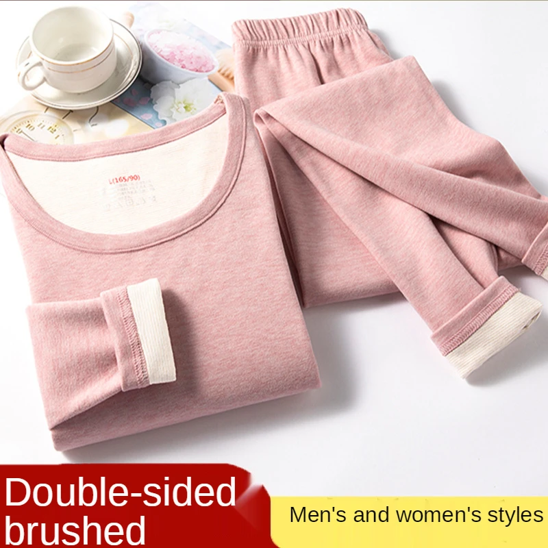 Thermal Underwear Suit Men and Women Winter Seamless Double-sided Sanding and Velvet Thickening Autumn Clothes Long Trousers Men