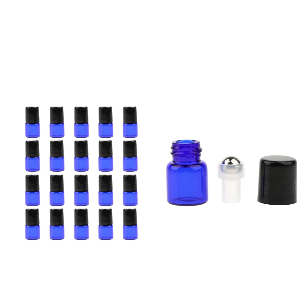 20 Pcs Essential Oil Bottles Glass Roller Bottles with Glass Balls for Essential Oils for Home Salon Spa Men Women Gift