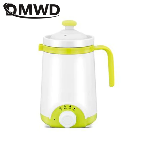DMWD Мини автоматический электрический чайник котел керамика суп тушеная каша Мультиварка подогреватель молока горячая вода нагрев чашки здоровья горшок - Цвет: Зеленый