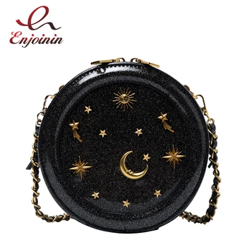 

Round Badge Patent Leather Women Fashion Purses and Handbags Crossbody Chain Bag Shoulder Bag for Girls Tote Bag Bolsas Pouch