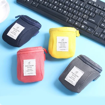 

Portable Nylon Mouse Holder Zipper Mesh Carrying Case Anti-shock Anti-fall Mouse Bag Multi USB Cable Memory Card Organizer