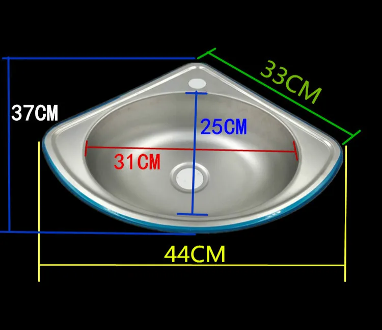 Треугольная ручка из нержавеющей стали, резьба для раковины угловой настенный кухонный, для овощей мойка раковина одна Чаша умывальник для ванной комнаты mx9091004
