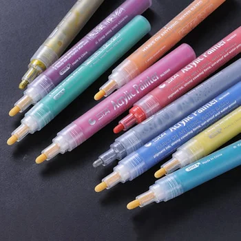 

12Pcs Marker Water Paint Marker Brush Pen Permanent Drawing DIY Photo Album Glass Paper Color Marker Drawing Gift